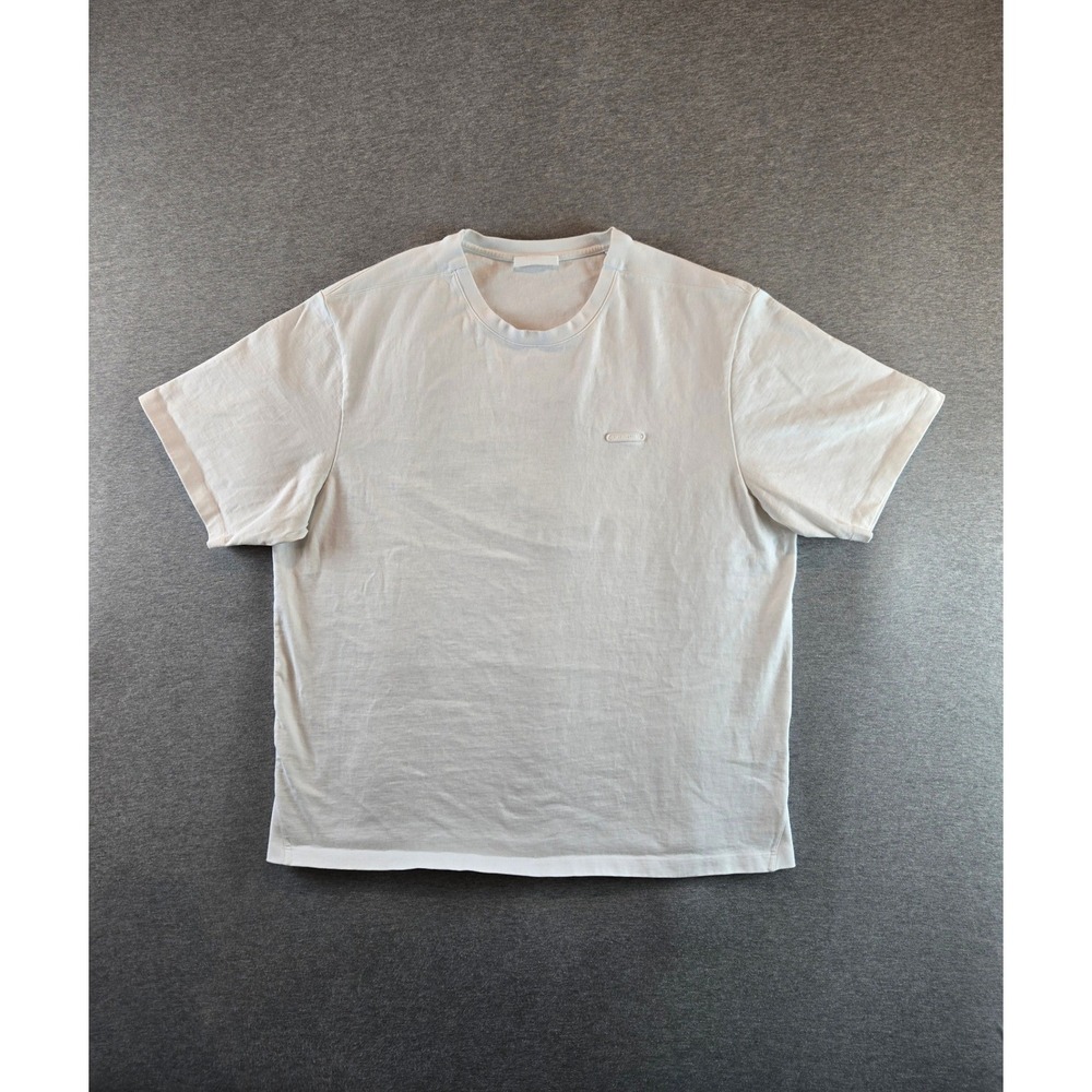 Helmut Lang Gusset Tee Mens 2XL White Short Sleeve Logo Patch Heavyweight Peru